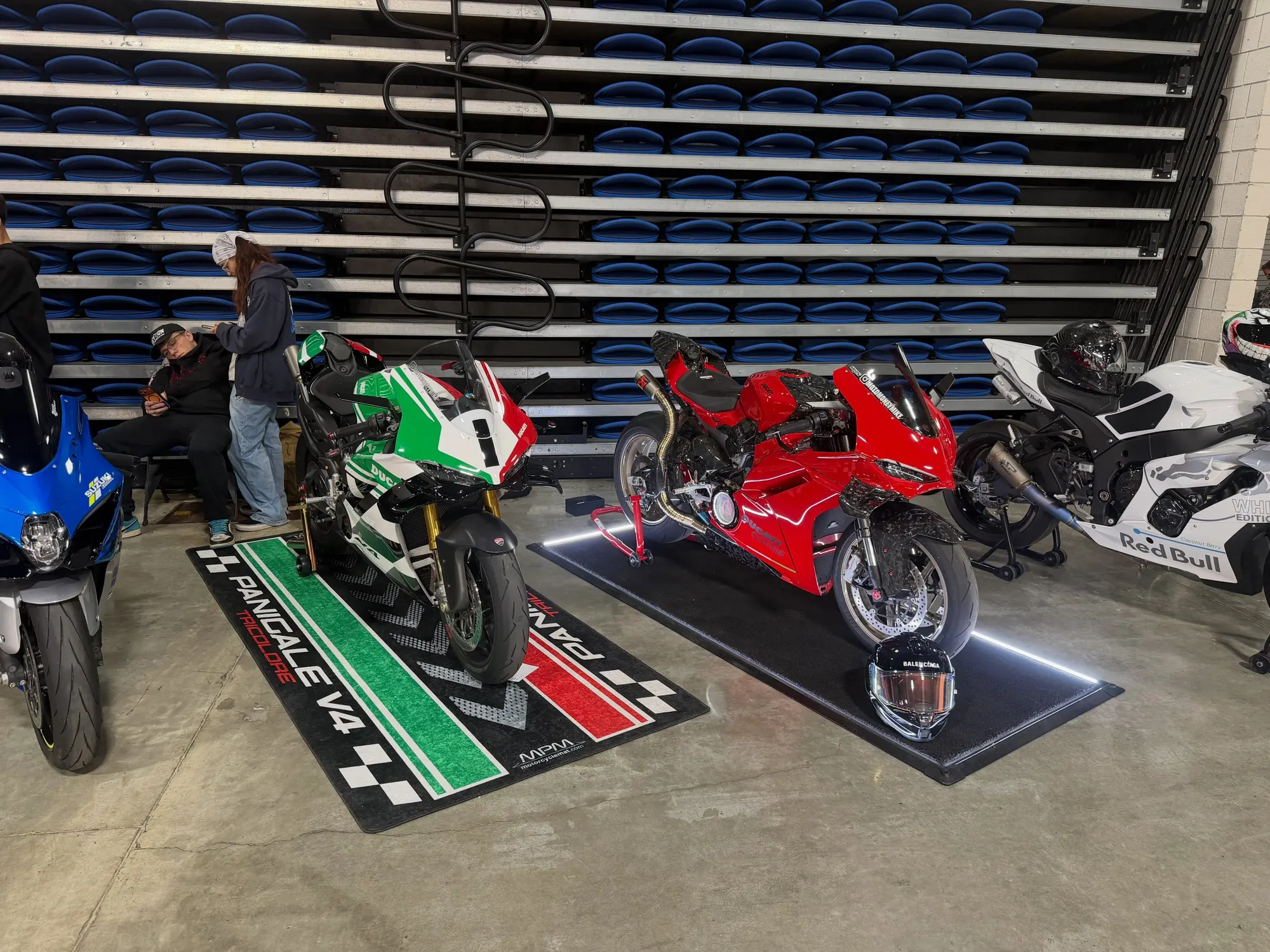 Rows of bikes at Import Expo Greensboro with Mike's Tricolore up front